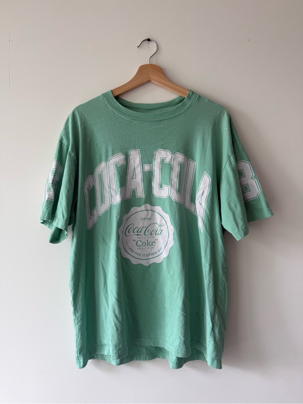 Coca-Cola Seafoam Green Graphic Tee with White Logo